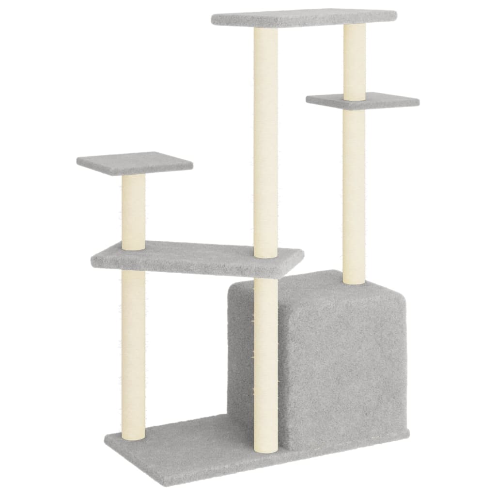 Cat Tree with Sisal Scratching Posts Light Grey 107.5 cm