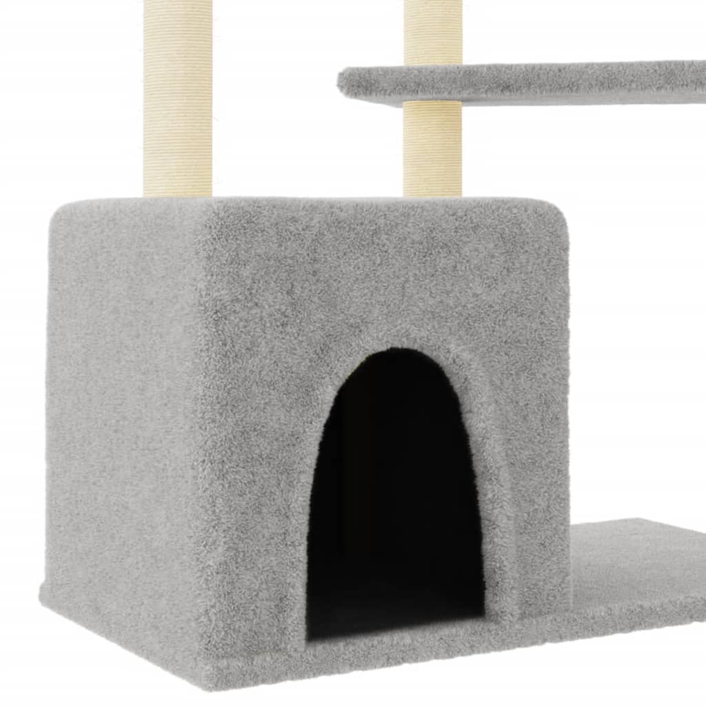 Cat Tree with Sisal Scratching Posts Light Grey 107.5 cm