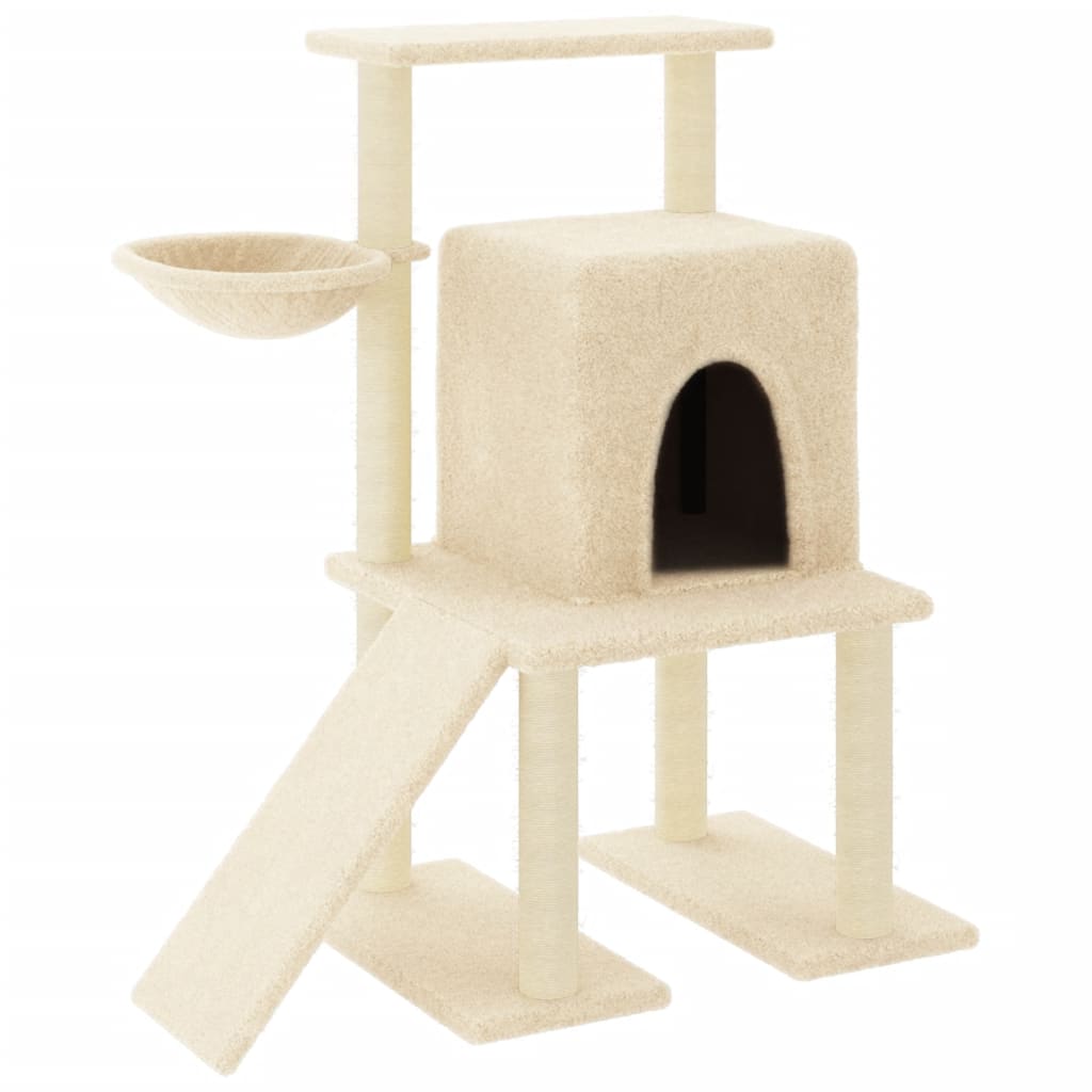 Cat Tree with Sisal Scratching Posts Cream 96.5 cm