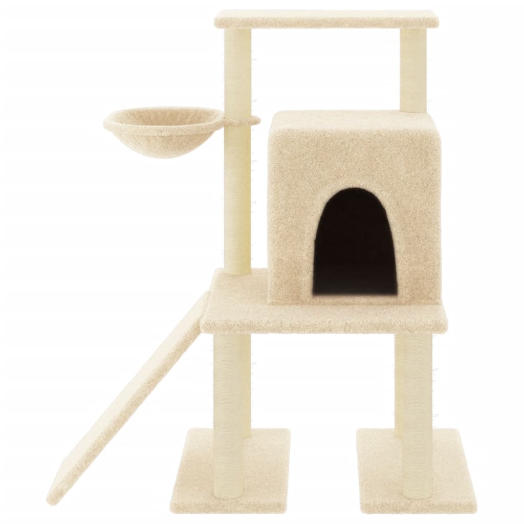 Cat Tree with Sisal Scratching Posts Cream 96.5 cm