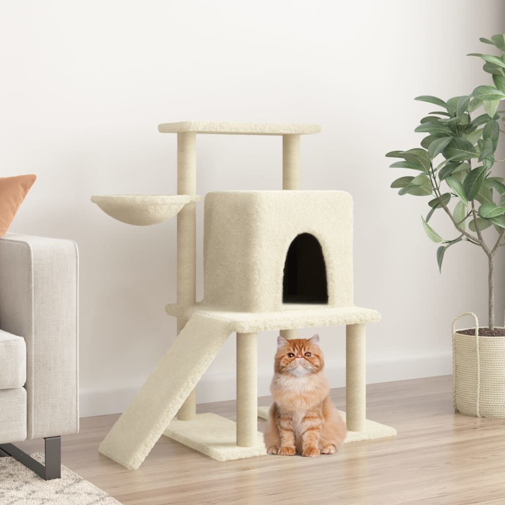 Cat Tree with Sisal Scratching Posts Cream 96.5 cm