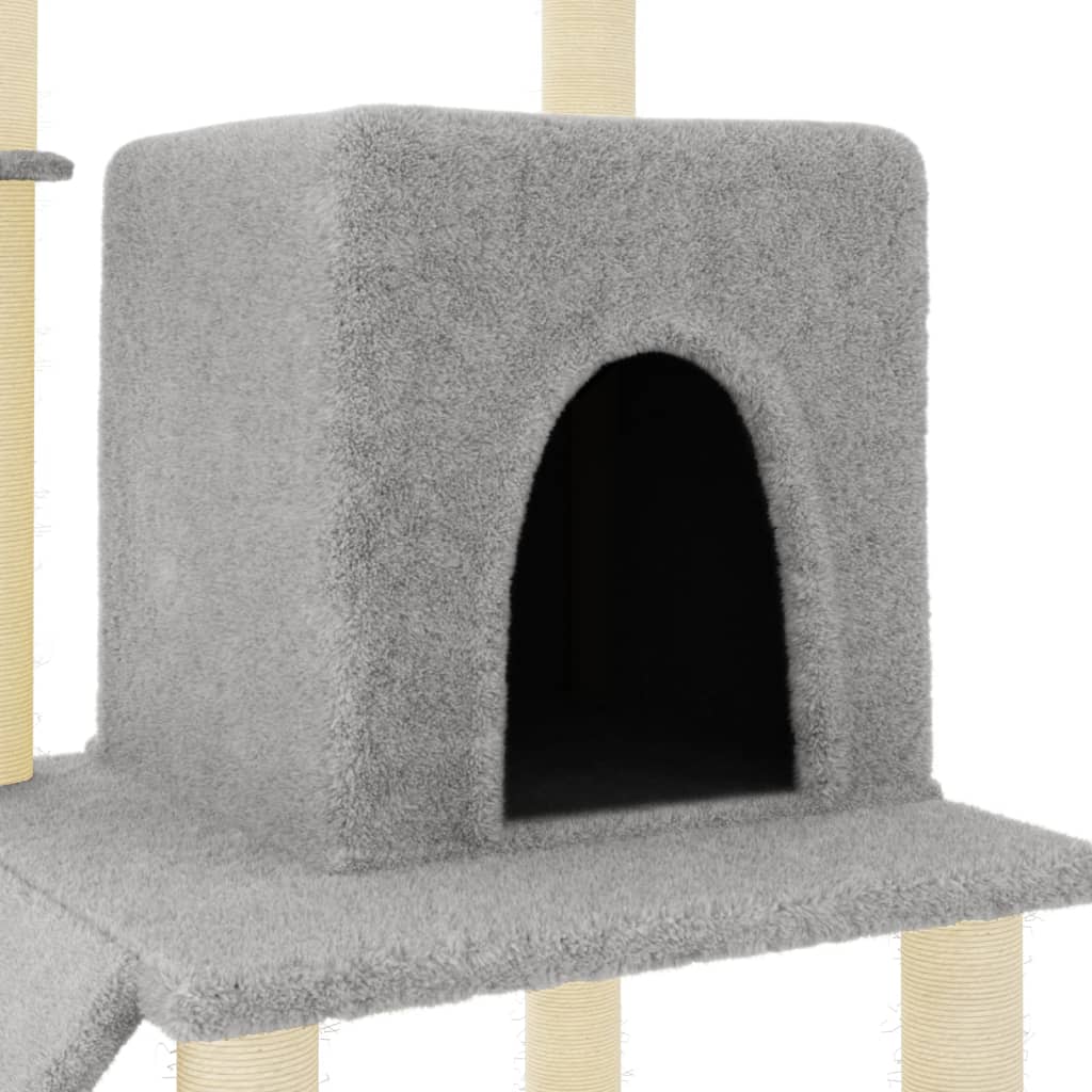 Cat Tree with Sisal Scratching Posts Light Grey 96.5 cm