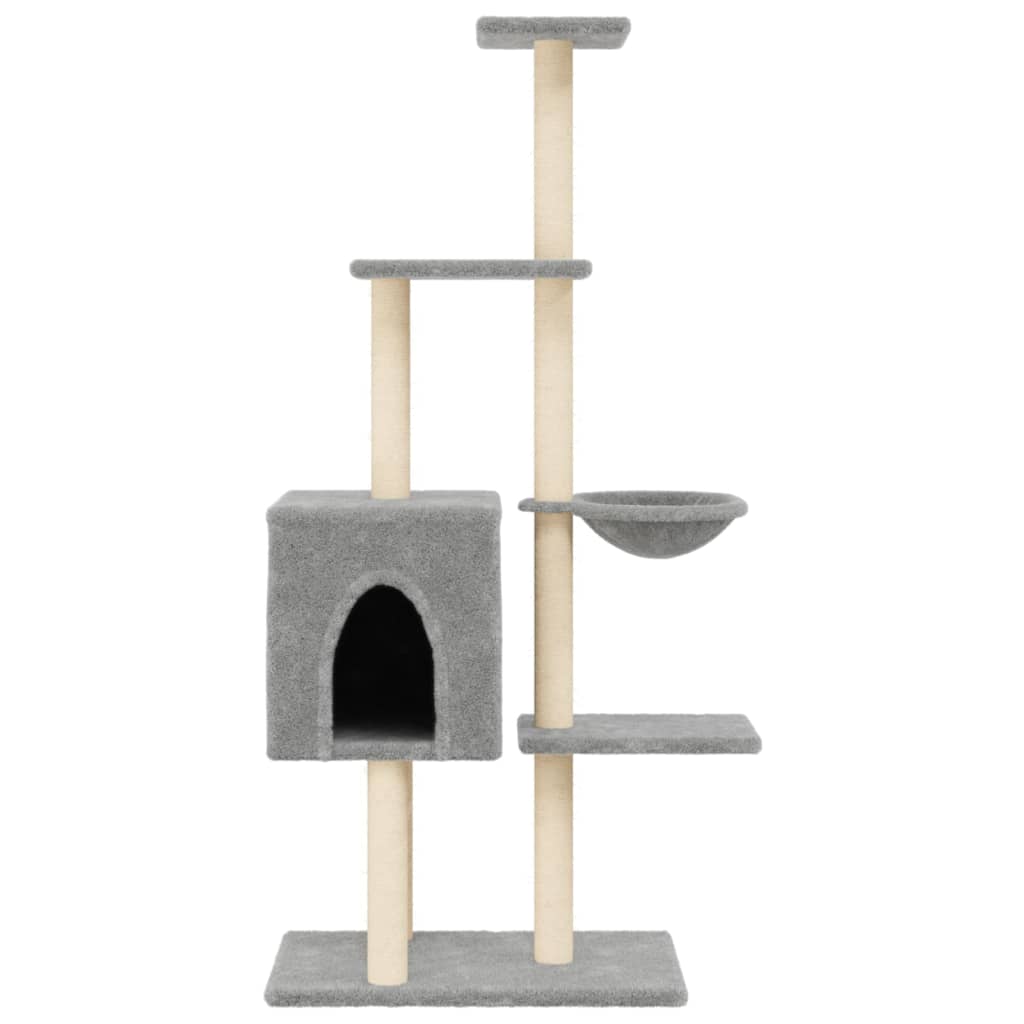 Cat Tree with Sisal Scratching Posts Light Grey 145 cm