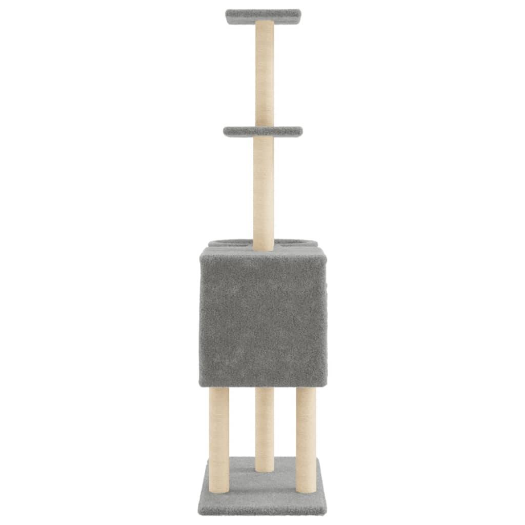 Cat Tree with Sisal Scratching Posts Light Grey 145 cm