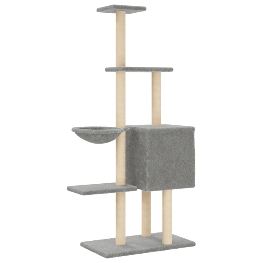 Cat Tree with Sisal Scratching Posts Light Grey 145 cm