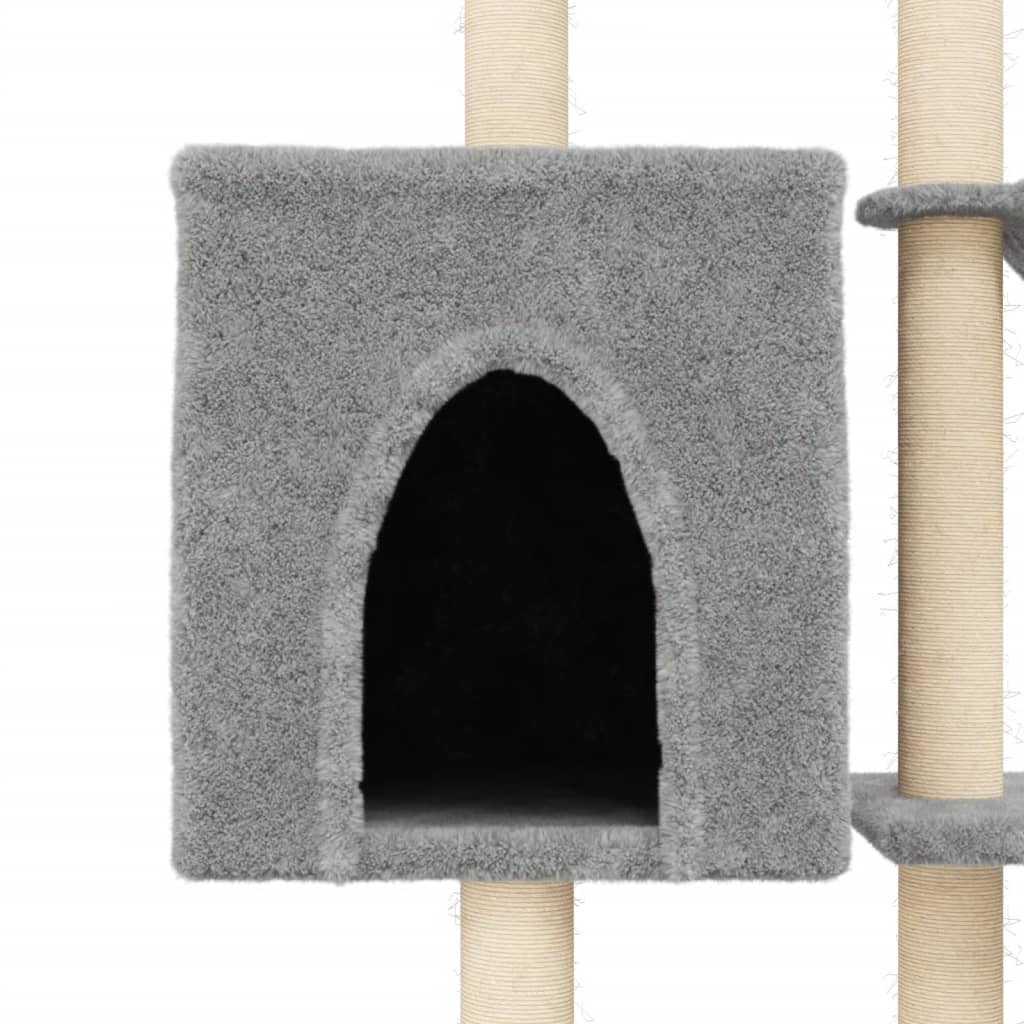 Cat Tree with Sisal Scratching Posts Light Grey 145 cm