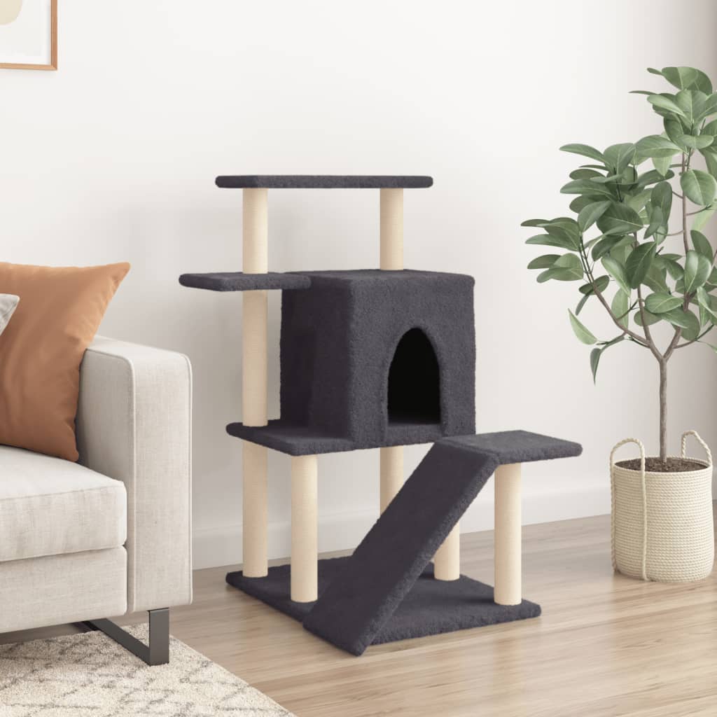 Cat Tree with Sisal Scratching Posts Dark Grey 97 cm