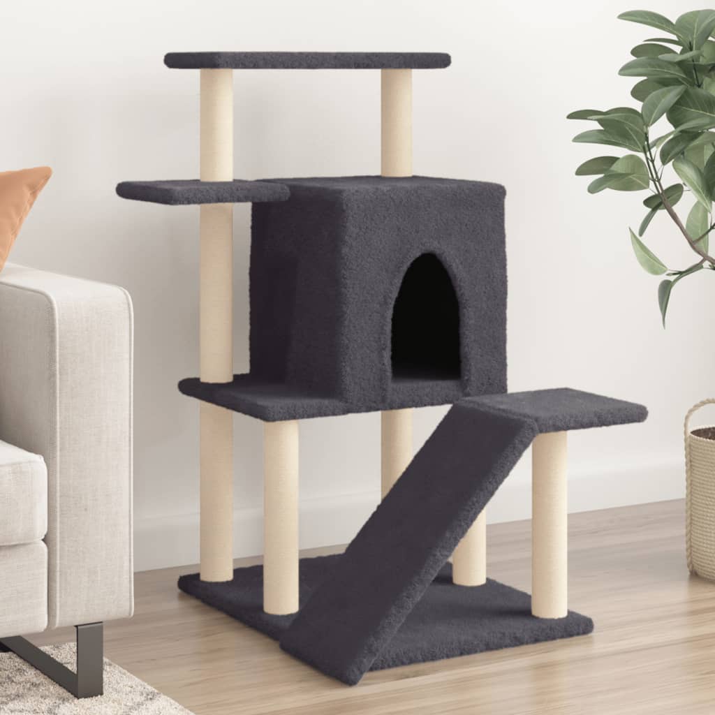 Cat Tree with Sisal Scratching Posts Dark Grey 97 cm