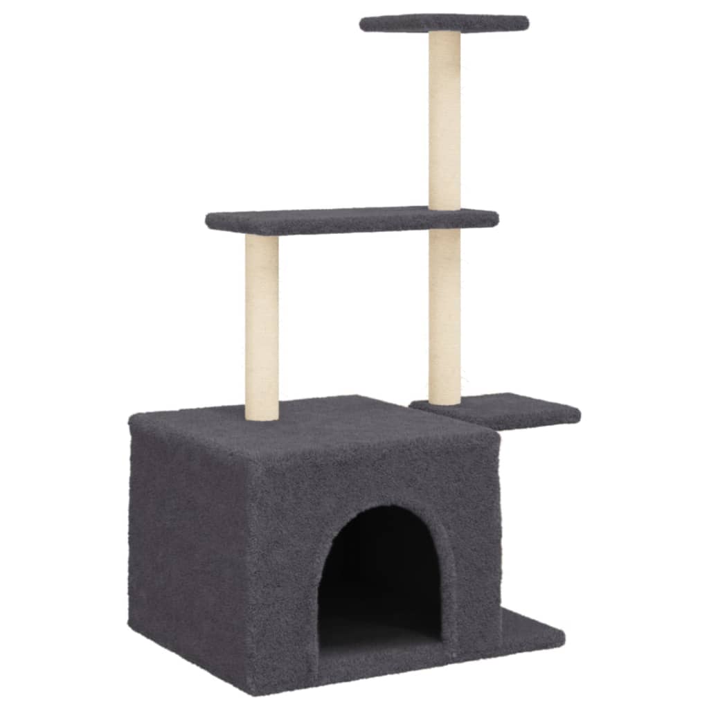 Cat Tree with Sisal Scratching Posts Dark Grey 110 cm