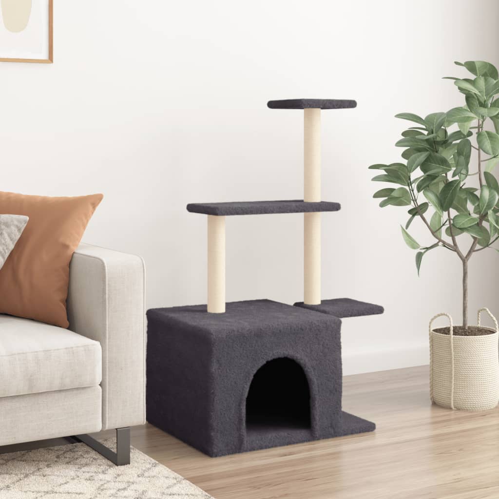 Cat Tree with Sisal Scratching Posts Dark Grey 110 cm