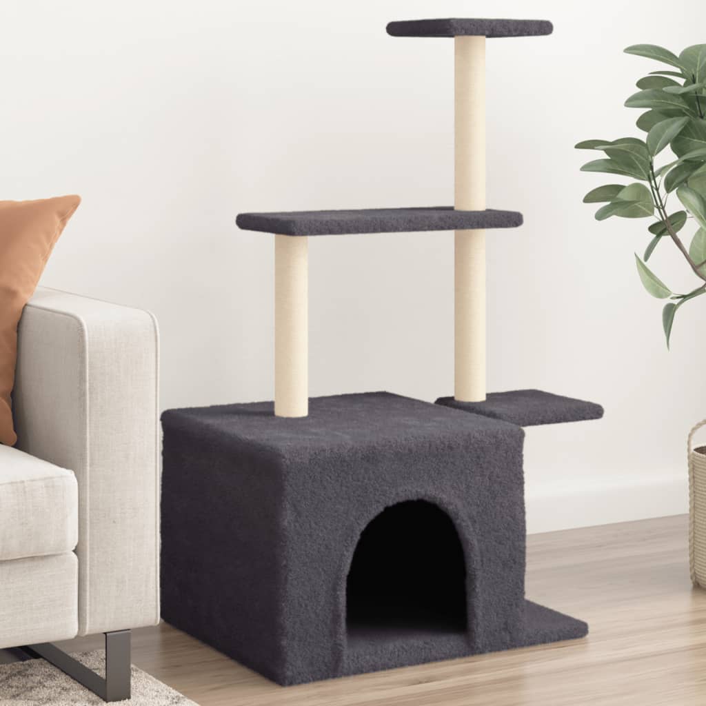 Cat Tree with Sisal Scratching Posts Dark Grey 110 cm