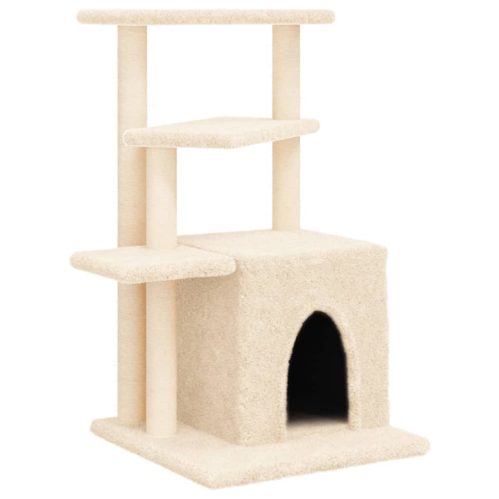 Cat Tree with Sisal Scratching Posts Cream 83.5 cm