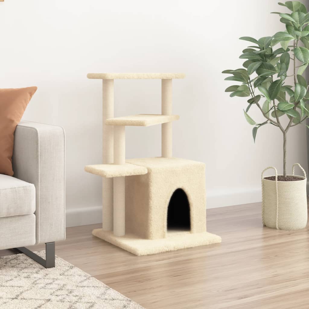 Cat Tree with Sisal Scratching Posts Cream 83.5 cm