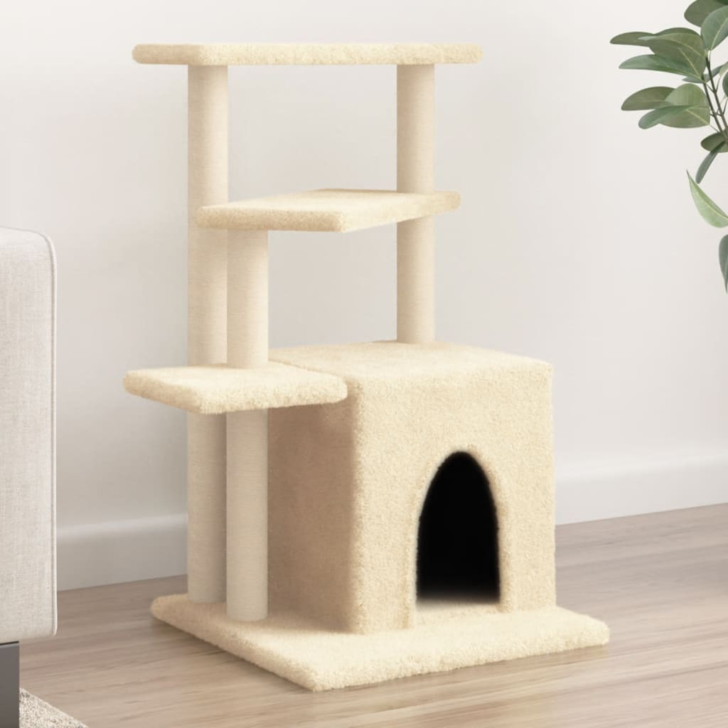 Cat Tree with Sisal Scratching Posts Cream 83.5 cm