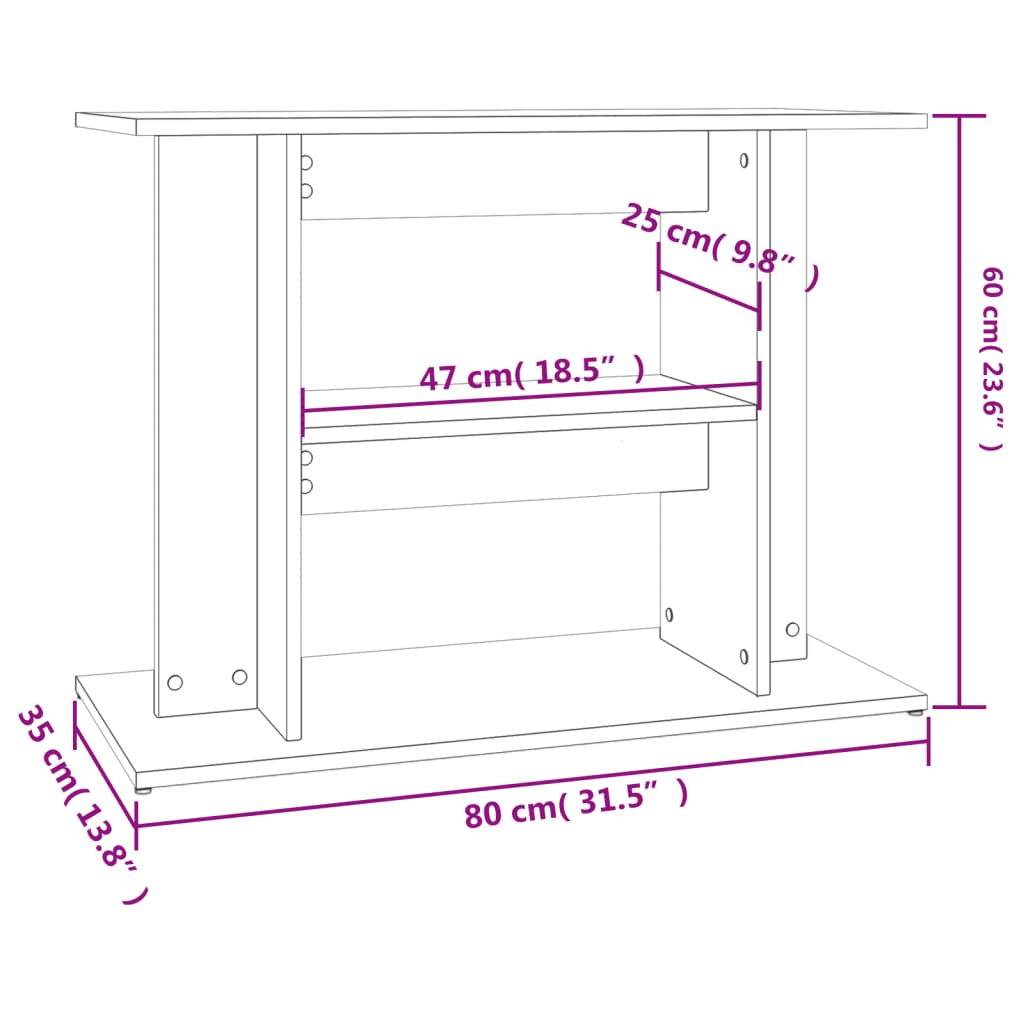 Aquarium Stand High Gloss White 80x35x60 cm Engineered Wood