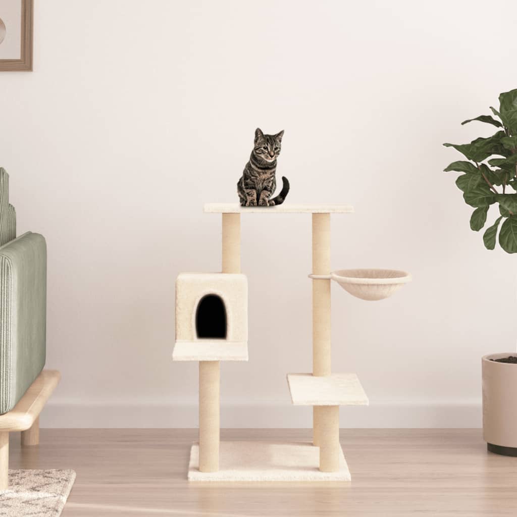 Cat Tree with Sisal Scratching Posts Cream 82.5 cm