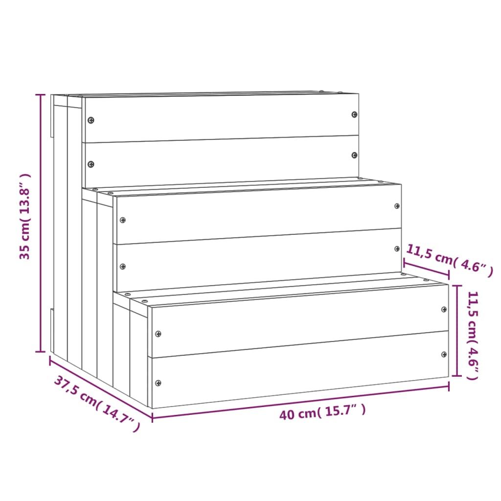 Pet Stair Grey 40x37.5x35 cm Solid Wood Pine