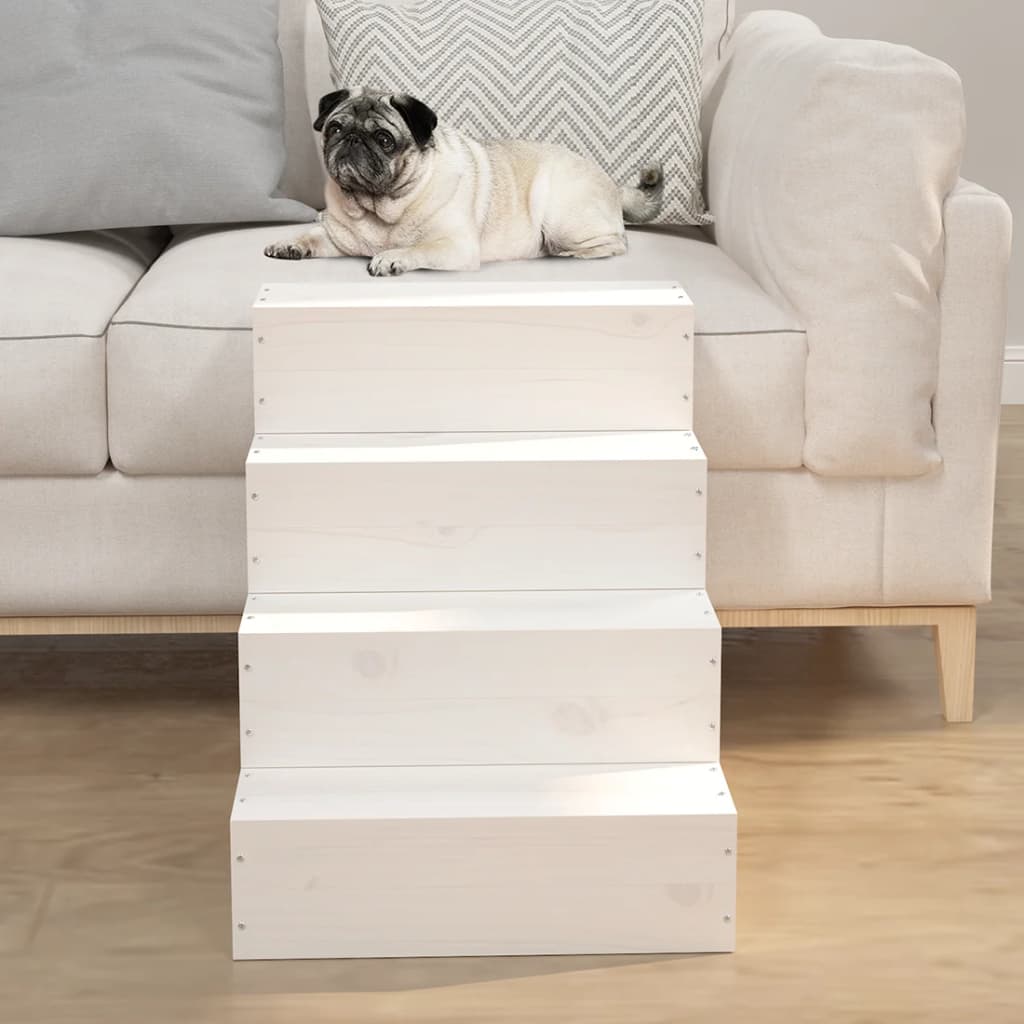 Pet Stair White 40x49x47 cm Solid Wood Pine