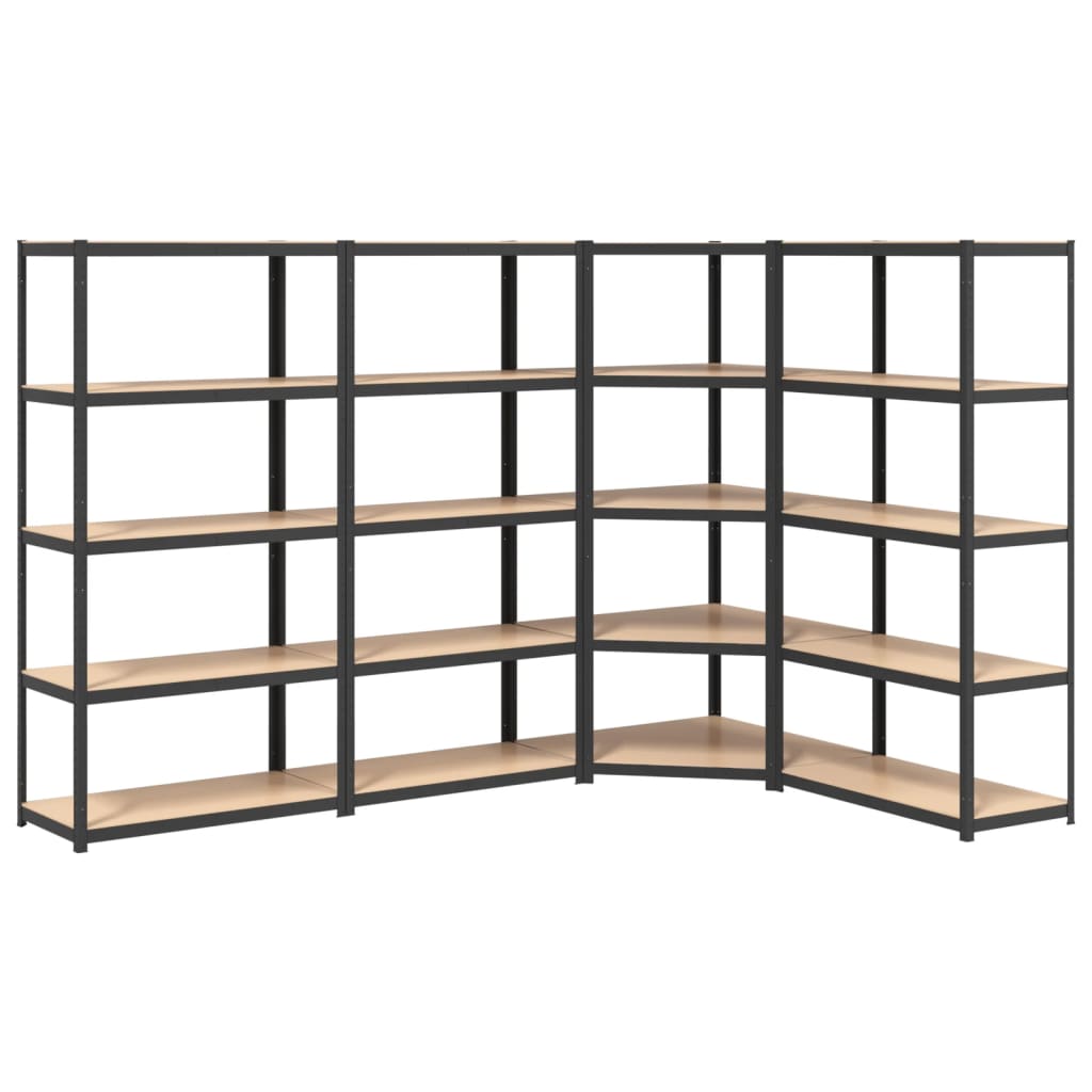 5-Layer Shelves 4 pcs Anthracite Steel&Engineered Wood