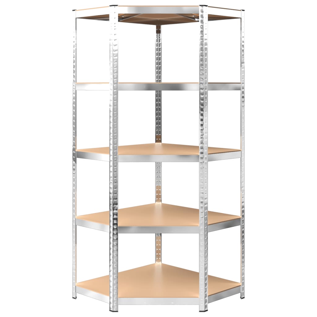 5-Layer Shelves 3 pcs Silver Steel&Engineered Wood