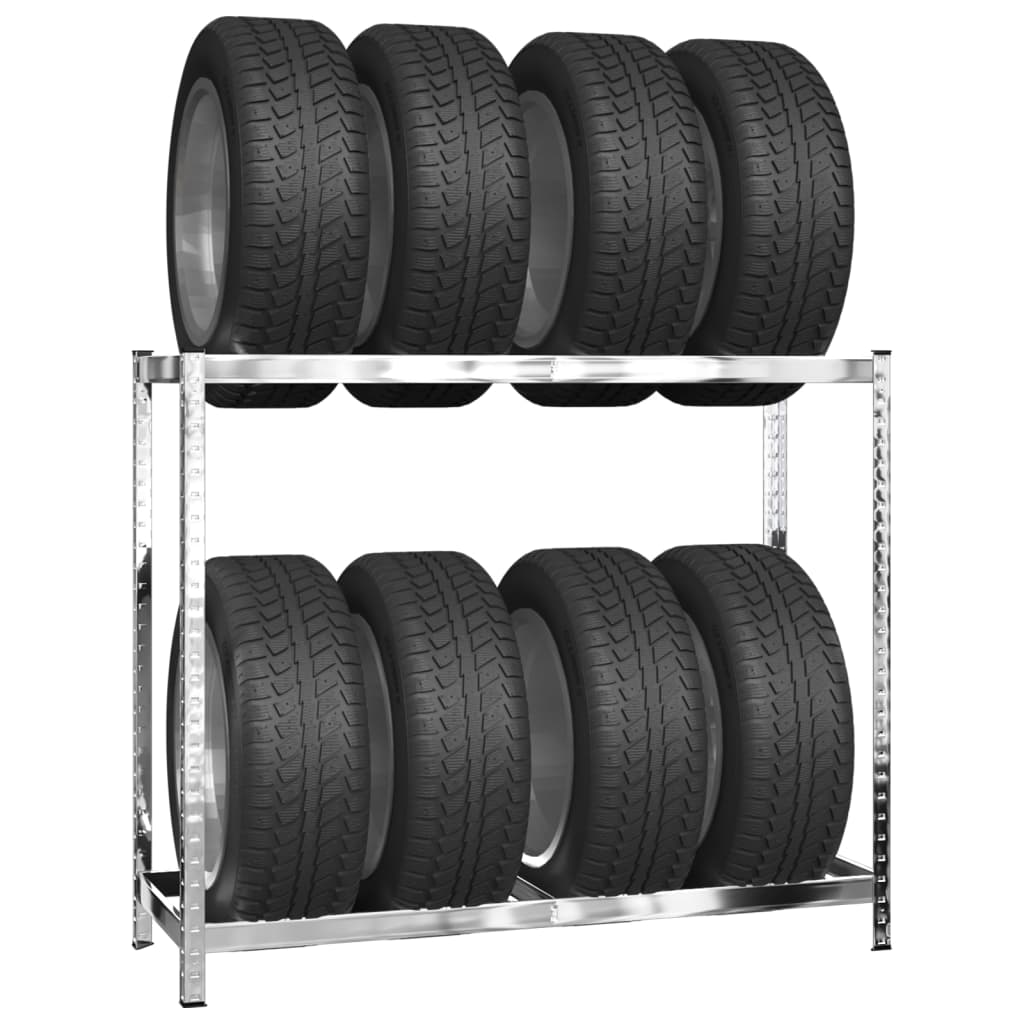 2-Layer Tire Rack 3 pcs Silver 110x40x110 cm Steel