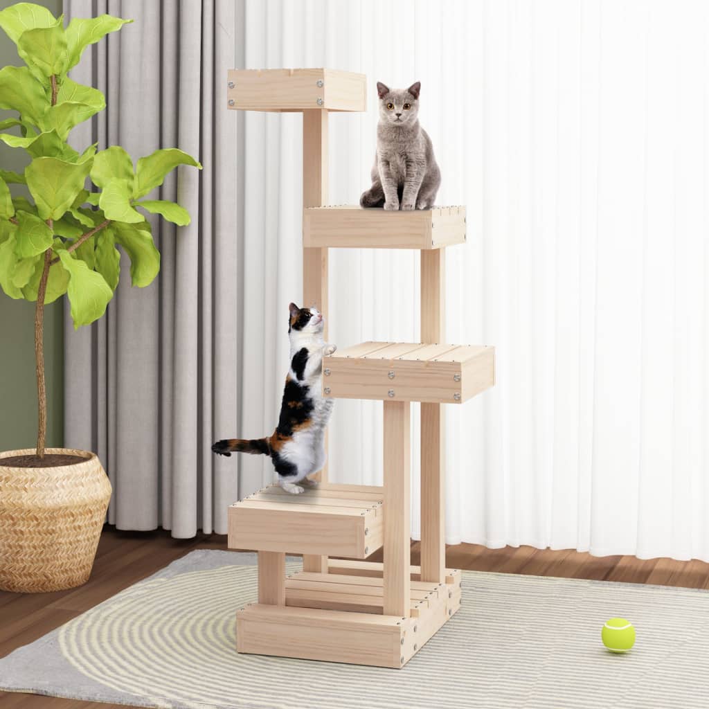 Cat Tree 45.5x49x103 cm Solid Wood Pine