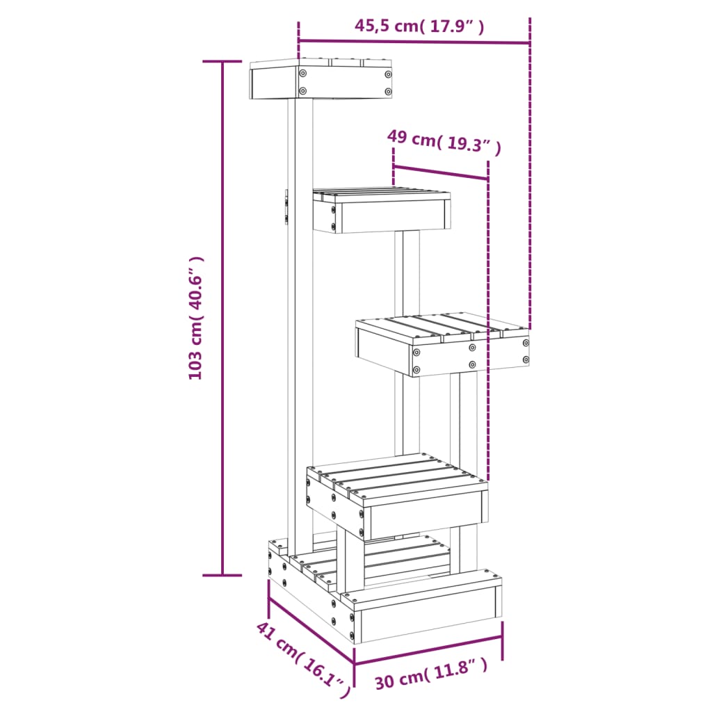 Cat Tree 45.5x49x103 cm Solid Wood Pine