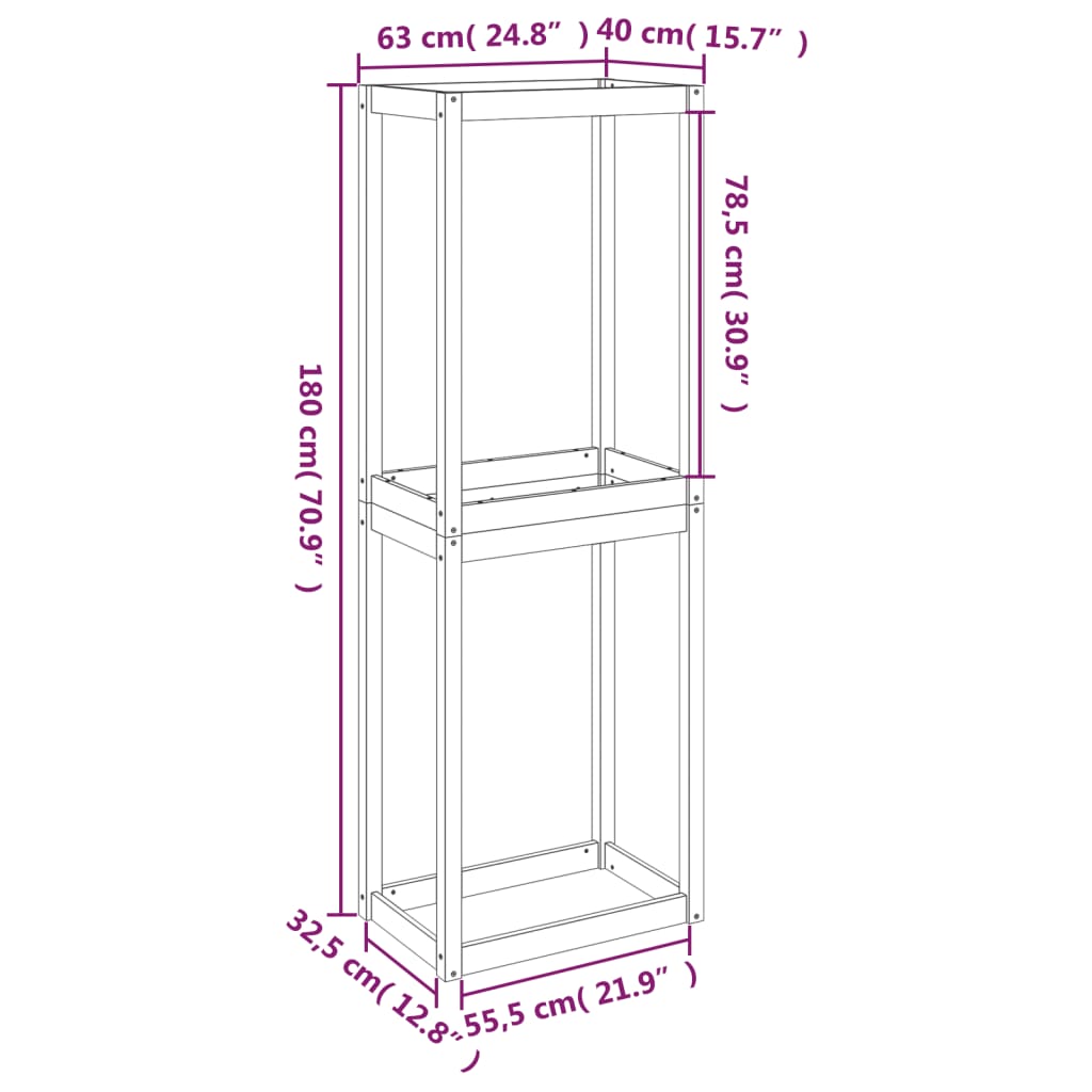 Tire Rack 63x40x180 cm Solid Wood Pine