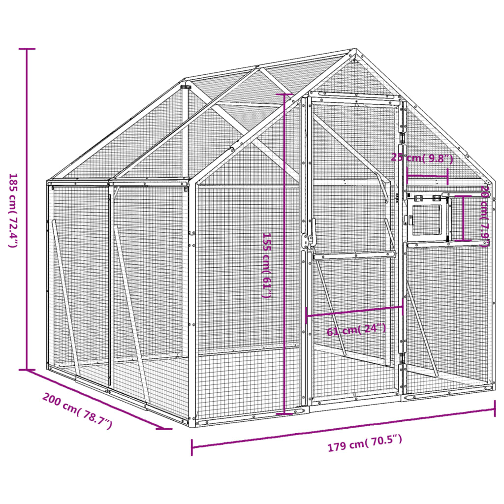 Aviary Anthracite 1.79x2x1.85 m Aluminium