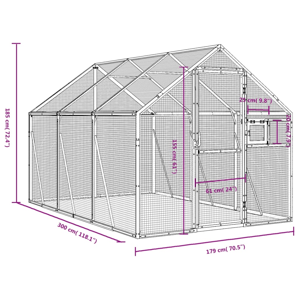 Aviary Anthracite 1.79x3x1.85 m Aluminium