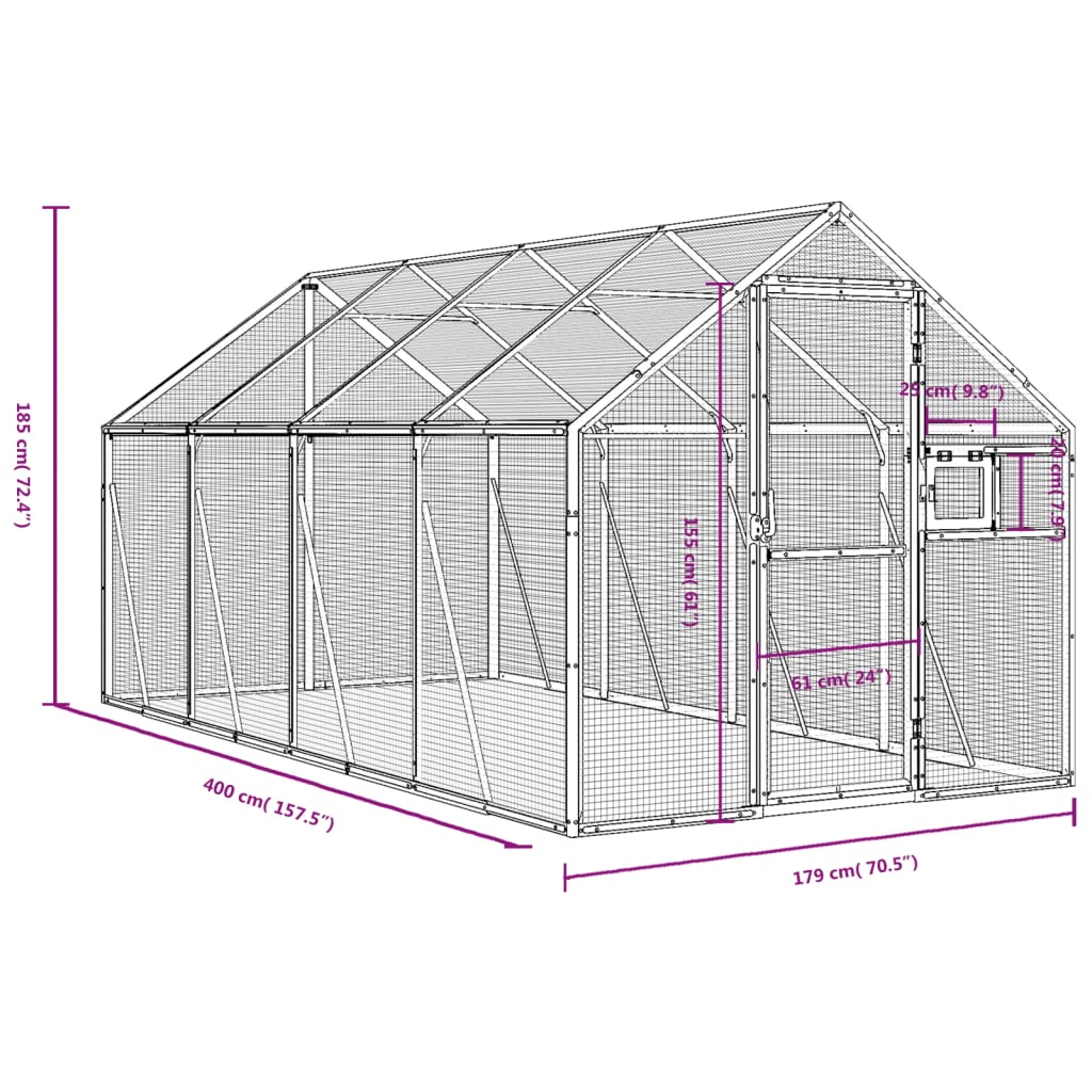 Aviary Anthracite 1.79x4x1.85 m Aluminium