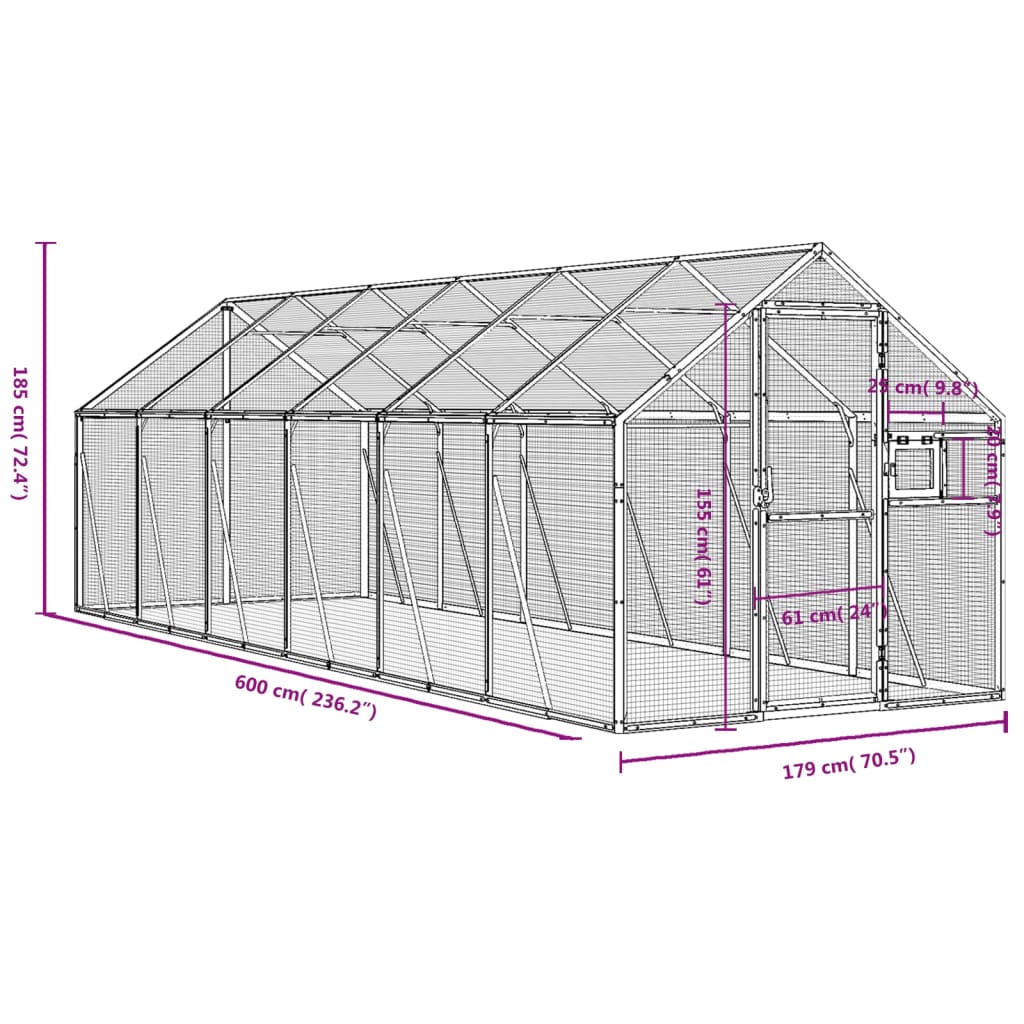 Aviary Anthracite 1.79x6x1.85 m Aluminium