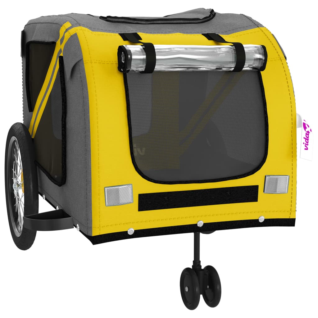 Pet Bike Trailer Yellow and Grey Oxford Fabric and Iron