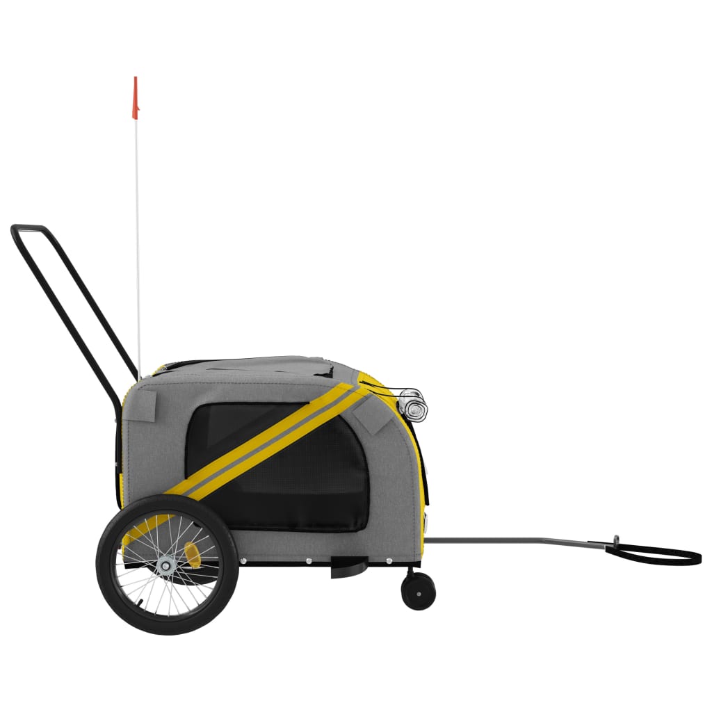 Pet Bike Trailer Yellow and Grey Oxford Fabric and Iron