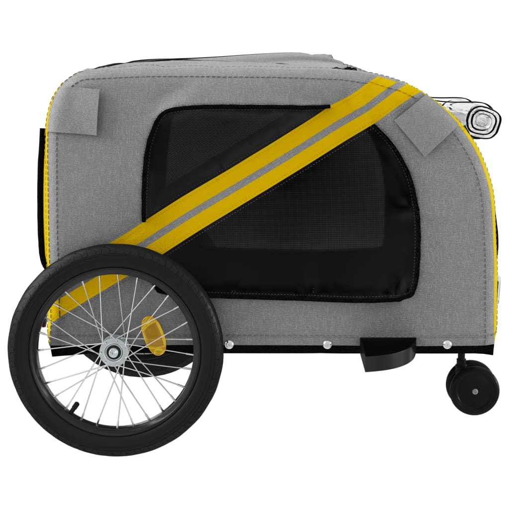 Pet Bike Trailer Yellow and Grey Oxford Fabric and Iron