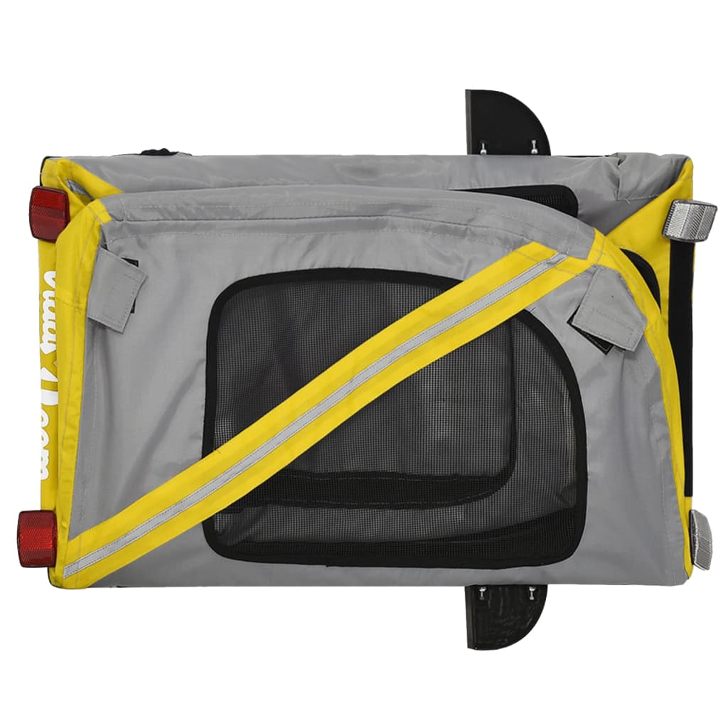 Pet Bike Trailer Yellow and Grey Oxford Fabric and Iron