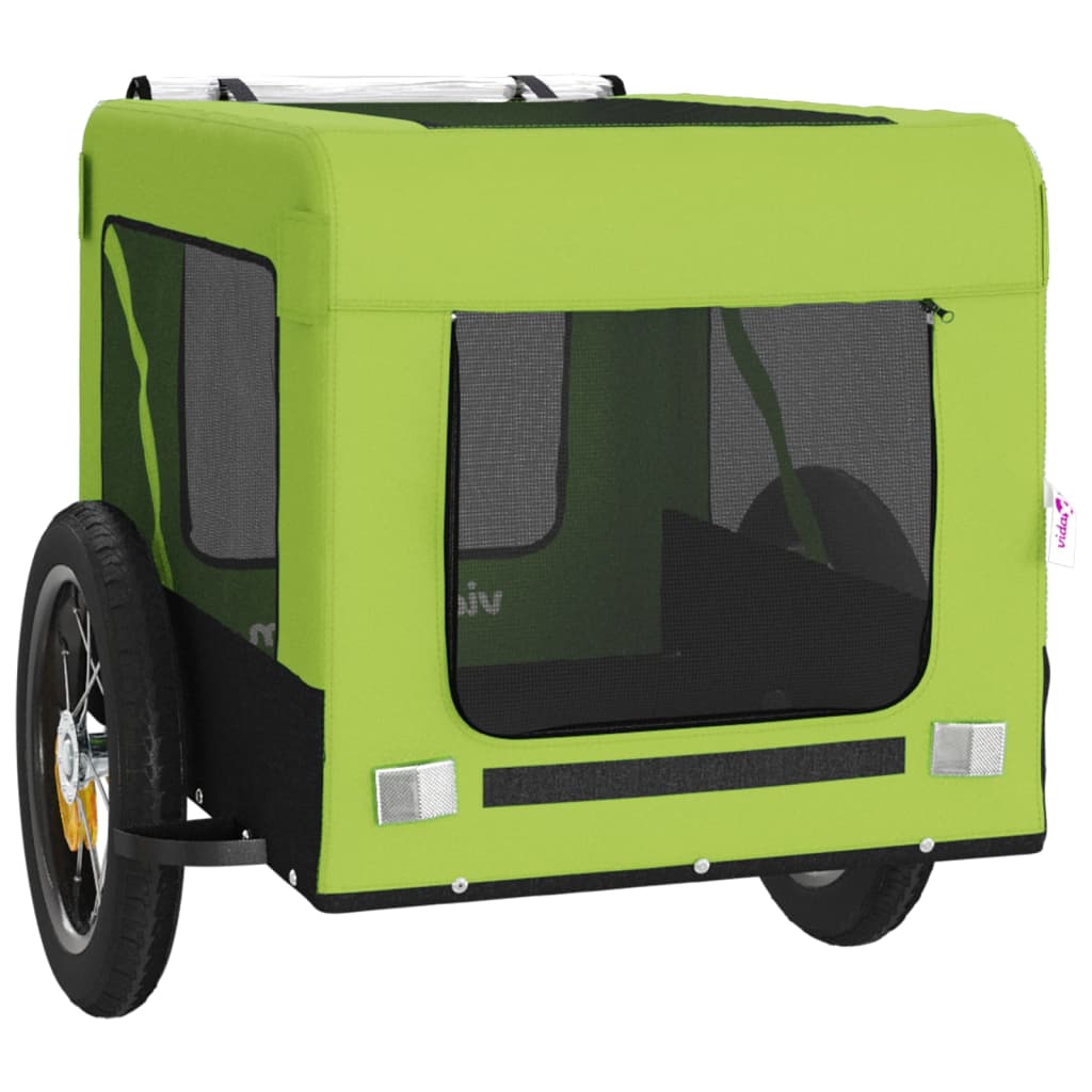 Pet Bike Trailer Green and Black Oxford Fabric and Iron