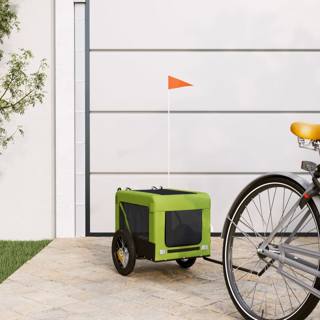 Pet Bike Trailer Green and Black Oxford Fabric and Iron