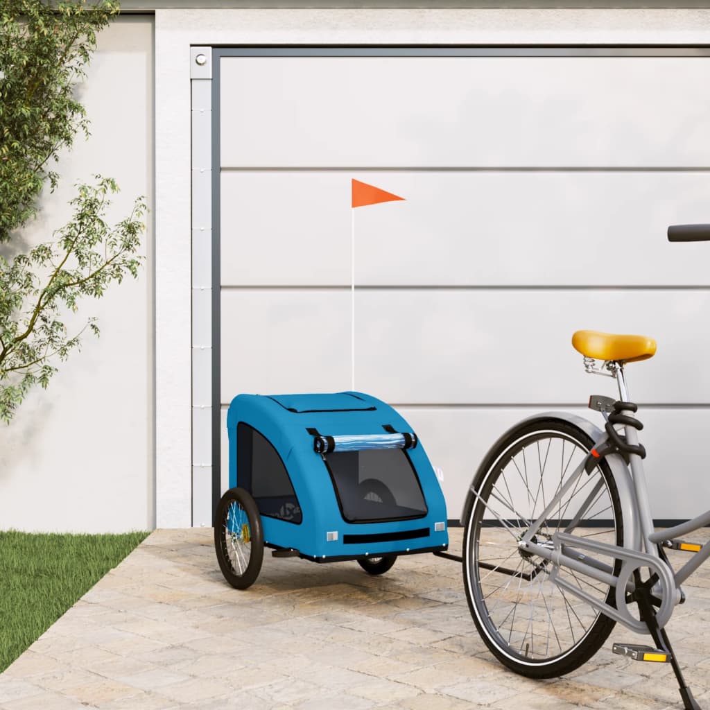 Pet Bike Trailer Blue Oxford Fabric and Iron