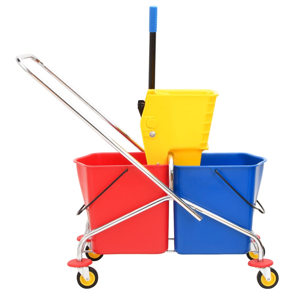 Cleaning Trolley with Buckets and Wringer PP&Chromed Steel