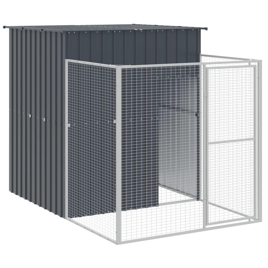 Dog House with Run Anthracite 165x1067x181 cm Galvanised Steel