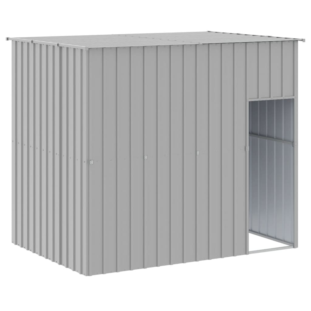 Dog House with Run Light Grey 214x661x181 cm Galvanised Steel