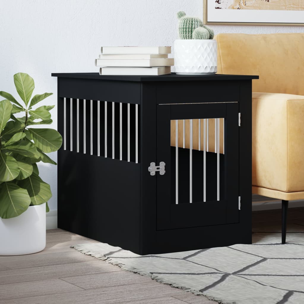 Dog Crate Furniture Black 55x80x68 cm Engineered Wood