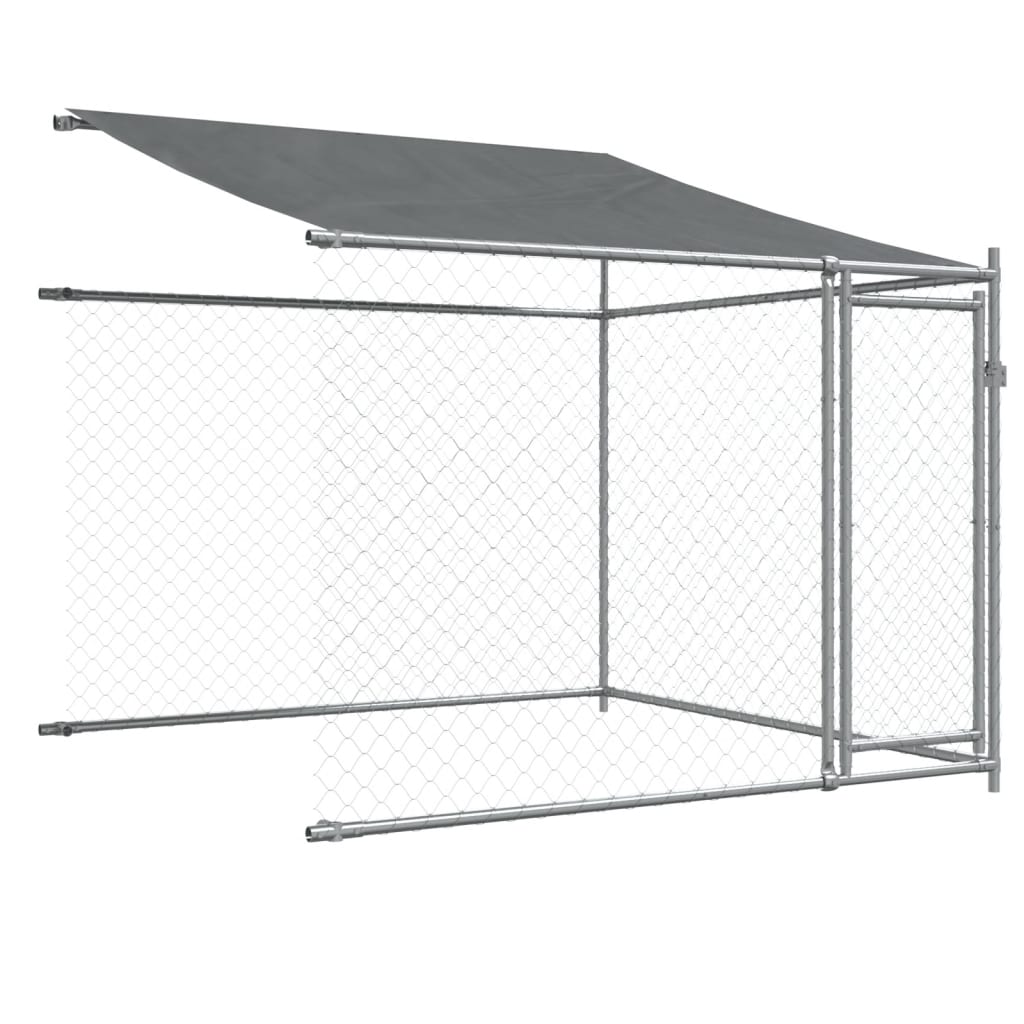 Dog Cage with Roof and Doors Grey 10x2x2 m Galvanised Steel