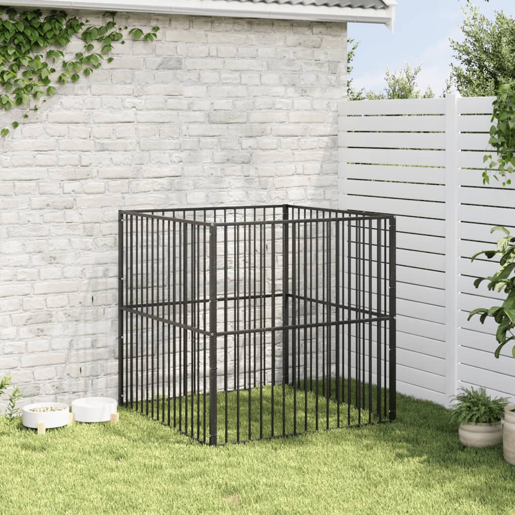 Dog Playpen 4 Panel Black Galvanised Steel