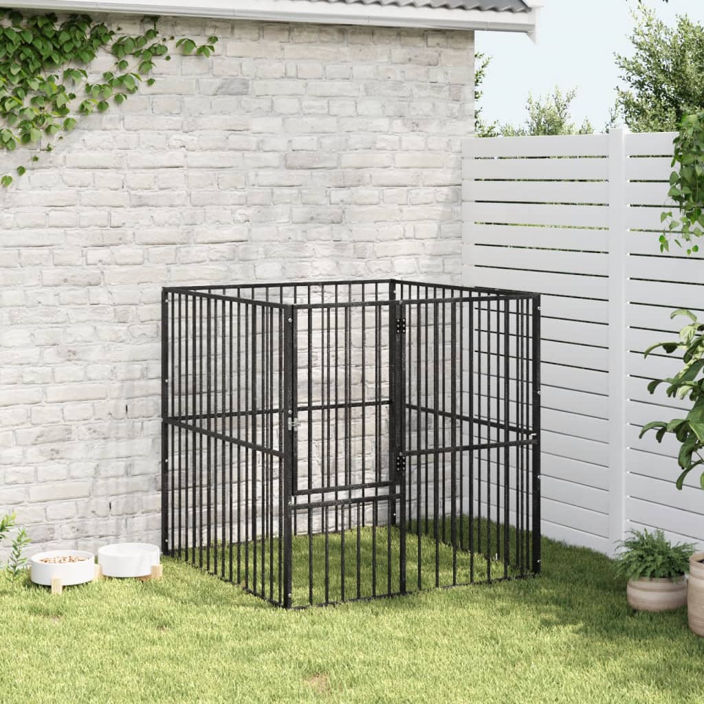 Dog Playpen 4 Panel Black Galvanised Steel