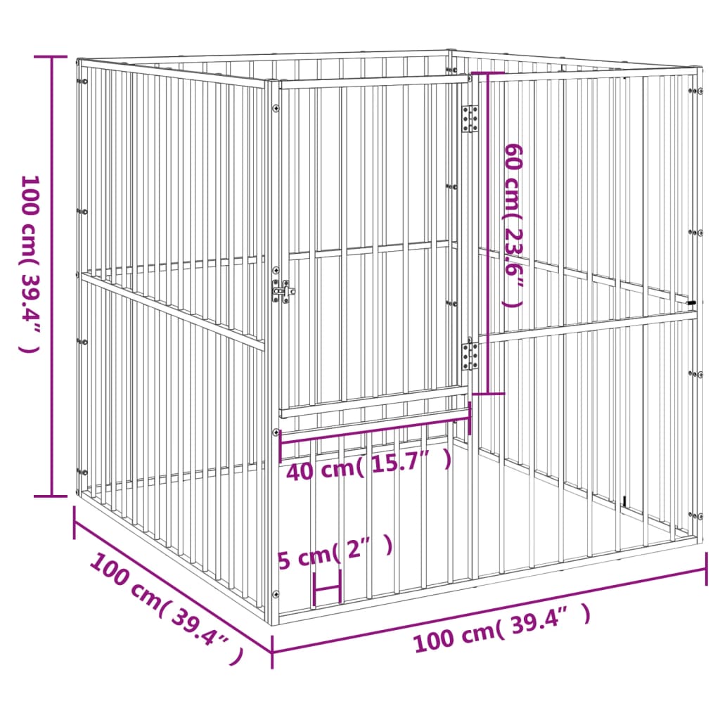 Dog Playpen 4 Panel Black Galvanised Steel