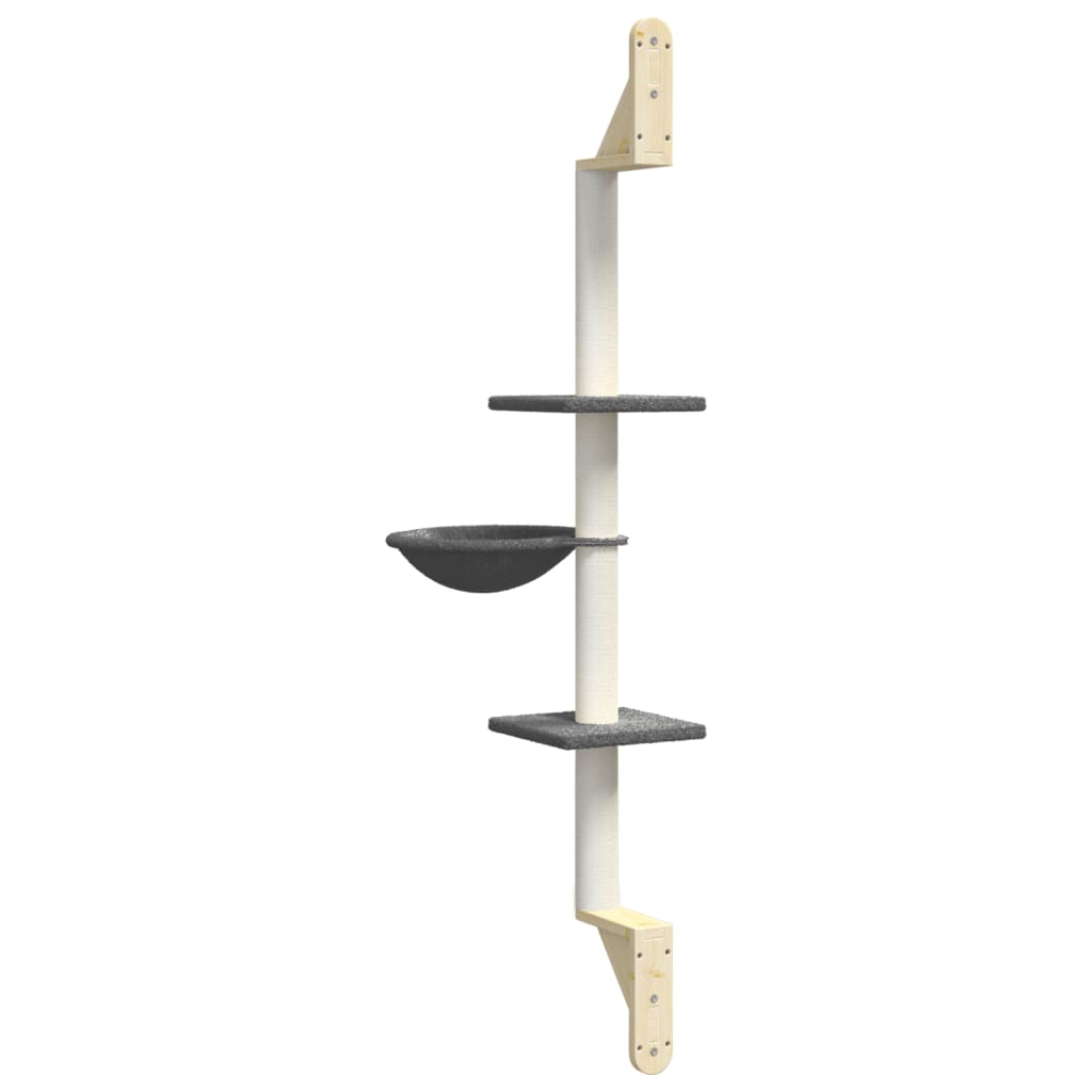 Wall-mounted Cat Tree with Scratching Post Dark Grey 142.5 cm