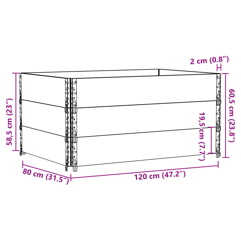 Pallet Collars 3 pcs Black 120x80 cm Solid Wood Pine