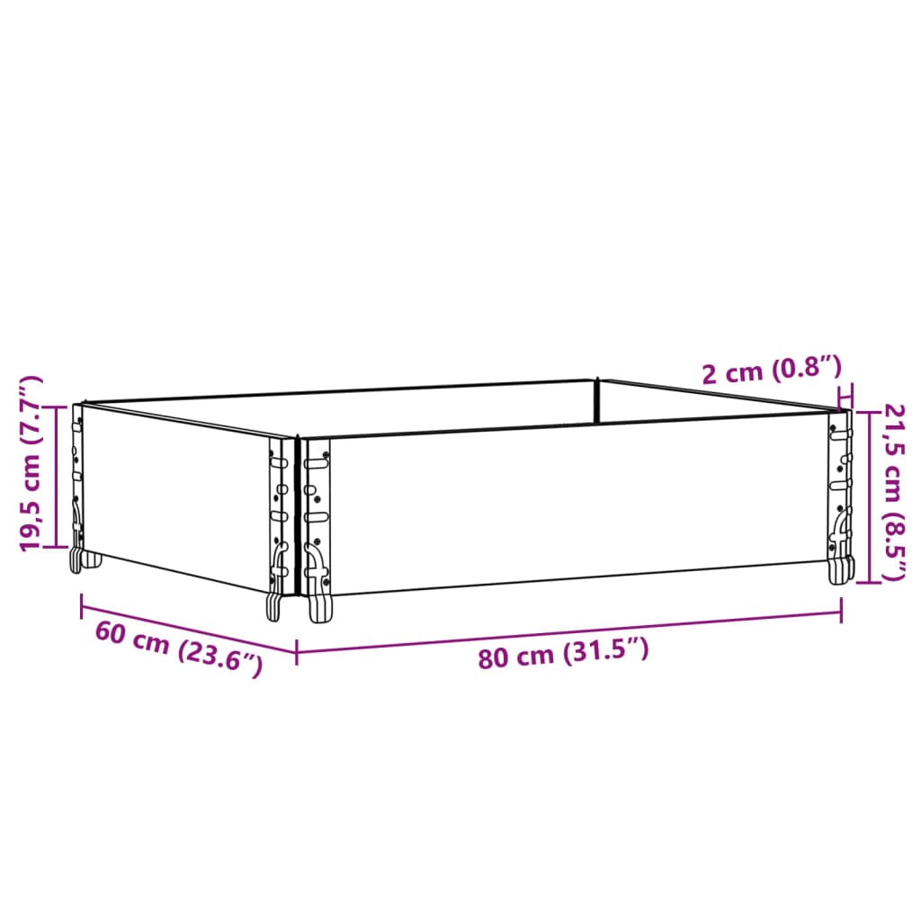 Pallet Collar Black 80x60 cm Solid Wood Pine